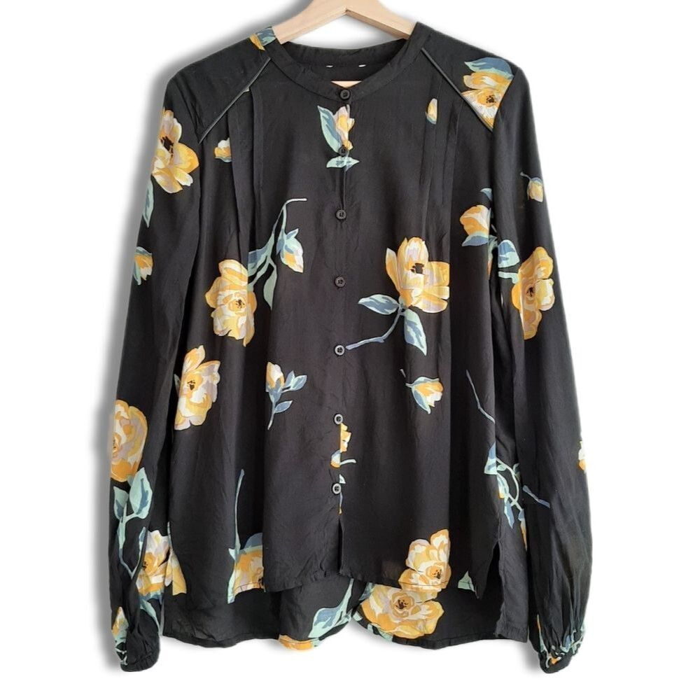 VOLCOM River Walk Floral Blouse Casual Printed Shirt Floral Sz L